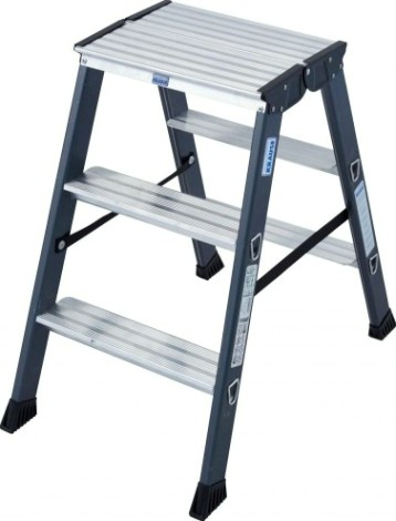 Стремянка алюминиевая KRAUSE MONTO SEPRO 3 ступеней анодированная, двухсторонняя [125804]