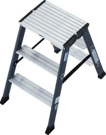 Стремянка алюминиевая KRAUSE MONTO SEPRO 3 ступеней анодированная, двухсторонняя [125804]