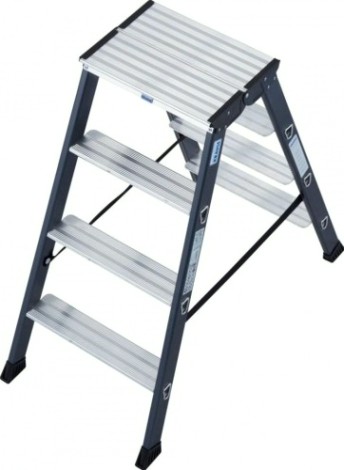 Стремянка алюминиевая KRAUSE MONTO SEPRO D 4 ступени анодированная, двухсторонняя [125811]