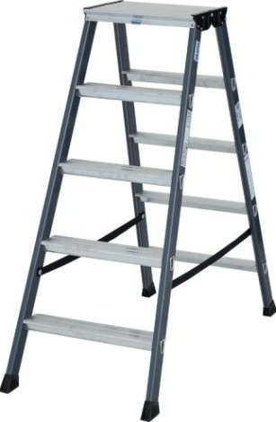 Стремянка алюминиевая KRAUSE MONTO SEPRO D 5 ступеней анодированная, двухсторонняя [125828]