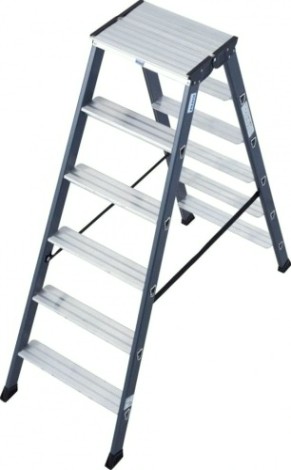 Стремянка алюминиевая KRAUSE MONTO SEPRO D 6 ступеней анодированная, двухсторонняя [125835]