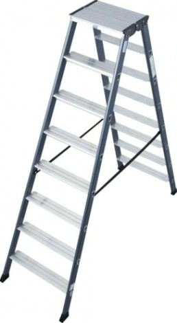 Стремянка алюминиевая KRAUSE MONTO SEPRO D 7 ступеней анодированная, двухсторонняя [125842]