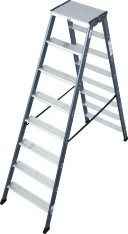 Стремянка алюминиевая KRAUSE MONTO SEPRO D 8 ступеней анодированная, двухсторонняя [125859]