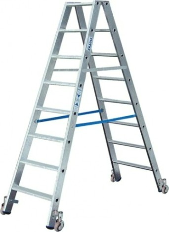 Стремянка алюминиевая KRAUSE STABILO 10 ступеней передвижная, двухсторонняя [124876]