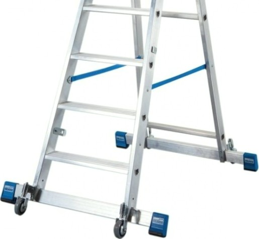Стремянка алюминиевая KRAUSE STABILO 10 ступеней передвижная, с траверсой [127341]