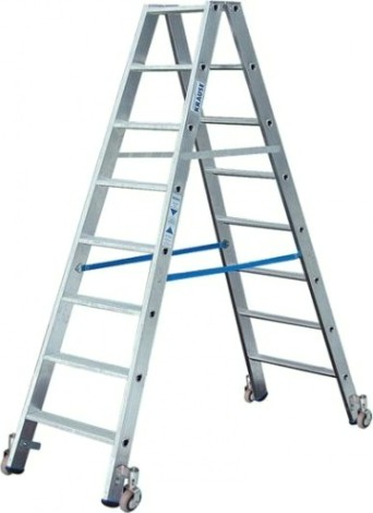 Стремянка алюминиевая KRAUSE STABILO 12 ступеней передвижная, двухсторонняя [124883]