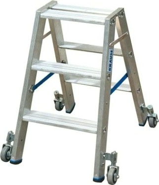 Стремянка алюминиевая KRAUSE STABILO 3 ступени передвижная, двухсторонняя [124814]