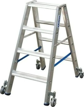 Стремянка алюминиевая KRAUSE STABILO 4 ступени передвижная, двухсторонняя [124821]