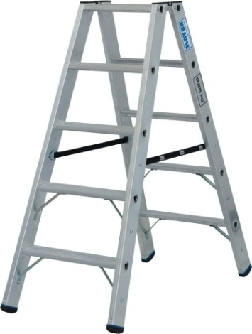Стремянка алюминиевая KRAUSE STABILO 5 ступеней, 225 кг, двухсторонняя [135124]