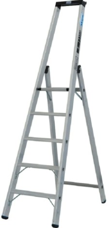 Стремянка алюминиевая KRAUSE STABILO 5 ступеней, 225 кг, высокая дуга [135032]