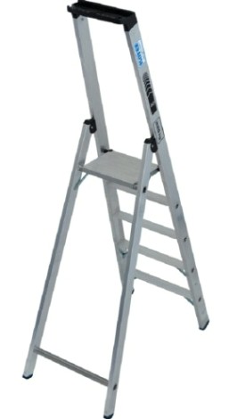 Стремянка алюминиевая KRAUSE STABILO 5 ступеней, 225 кг, высокая дуга [135032]