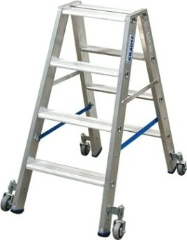 Стремянка алюминиевая KRAUSE STABILO 5 ступеней передвижная, двухсторонняя [124838]