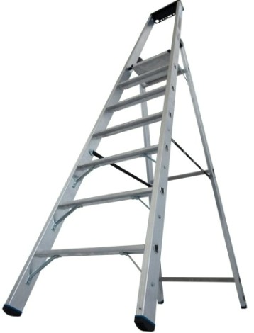 Стремянка алюминиевая KRAUSE STABILO 7 ступеней, 225 кг, высокая дуга [135056]