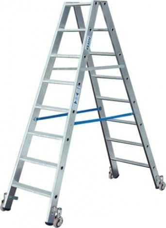 Стремянка алюминиевая KRAUSE STABILO 8 ступеней передвижная, двухсторонняя [124869]