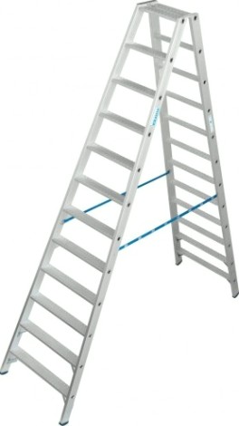 Стремянка алюминиевая KRAUSE STABILO R13 12 перфорированных ступеней, двухсторонняя [136220]