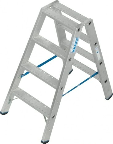 Стремянка алюминиевая KRAUSE STABILO R13 4 перфорированных ступени, двухсторонняя [136145]