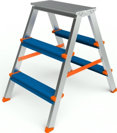 Стремянка алюминиевая Sarayli Color 3 ступени двухсторонняя [3303]