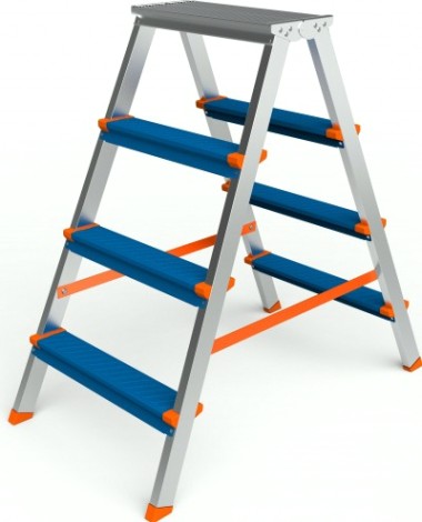Стремянка алюминиевая Sarayli Color 4 ступени двухсторонняя [3304]