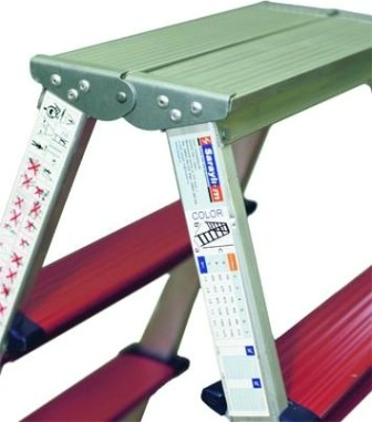 Стремянка алюминиевая Sarayli Color 4 ступени двухсторонняя [3304]