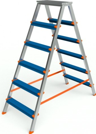 Стремянка алюминиевая Sarayli Color 6 ступеней двухсторонняя [3306]