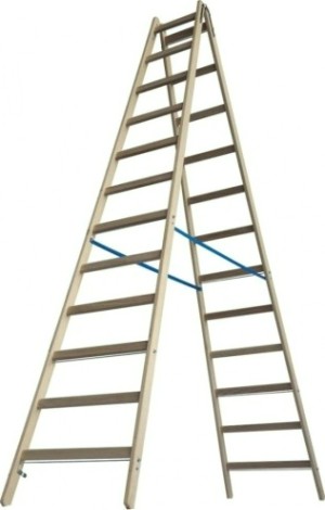 Стремянка деревянная KRAUSE 10 перекладин, двухсторонняя [170217]