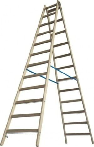 Стремянка деревянная KRAUSE 12 перекладин, двухсторонняя [170224]