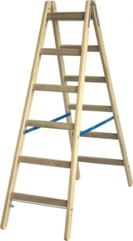 Стремянка деревянная KRAUSE 6 перекладин, двухсторонняя [170262]