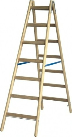 Стремянка деревянная KRAUSE 7 перекладин, двухсторонняя [170279]