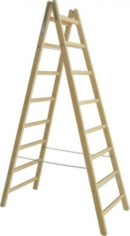 Стремянка деревянная KRAUSE 8 перекладин, двухсторонняя [170101]