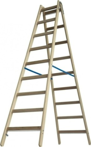 Стремянка деревянная KRAUSE 9 перекладин, двухсторонняя [170293]