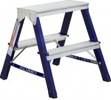 Стремянка стальная АЛЮМЕТ MD 8202 2 ступени двухсторонняя [MD8202]