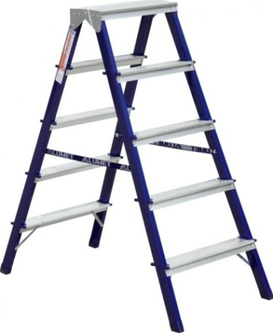 Стремянка стальная АЛЮМЕТ MD 8205 5 ступеней двухсторонняя [MD8205]