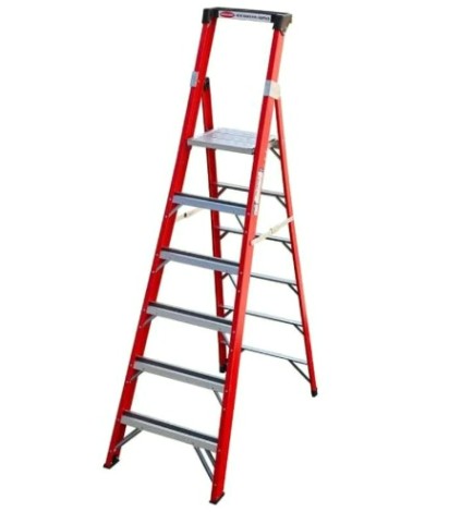 Стремянка стеклопластиковая АЛЮМЕТ FGP 207 7 ступеней, с органайзером [FGP207]
