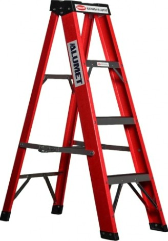 Стремянка стеклопластиковая АЛЮМЕТ SF 1003 3 ступени, с органайзером
