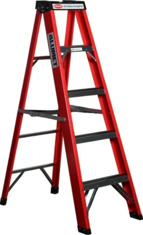 Стремянка стеклопластиковая АЛЮМЕТ SF 1004 4 ступени, с органайзером