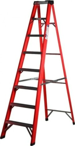 Стремянка стеклопластиковая АЛЮМЕТ SF 1007 7 ступеней, с органайзером