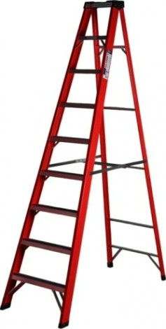 Стремянка стеклопластиковая АЛЮМЕТ SF 1008 8 ступеней, с органайзером