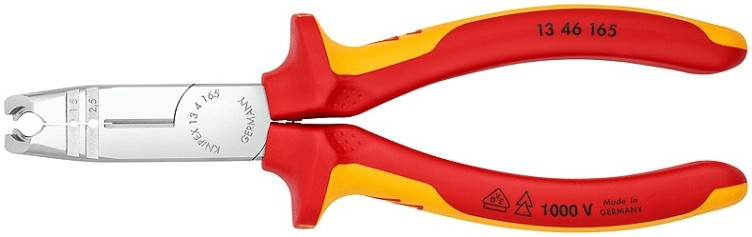 Стриппер KNIPEX KN-1346165SB VDE для круглых кабелей, диэлектрические ручки