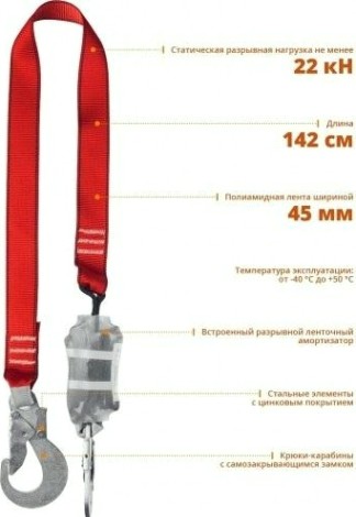 Строп одноплечный ЗУБР СЛА-1 капроновая лента с амортизатором [11586]