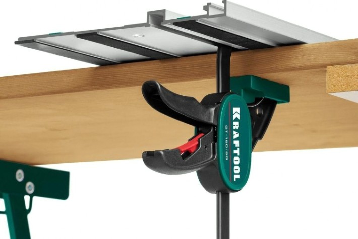 Струбцина быстрозажимная KRAFTOOL GT 160 мм универс. для направ. шин [32237]