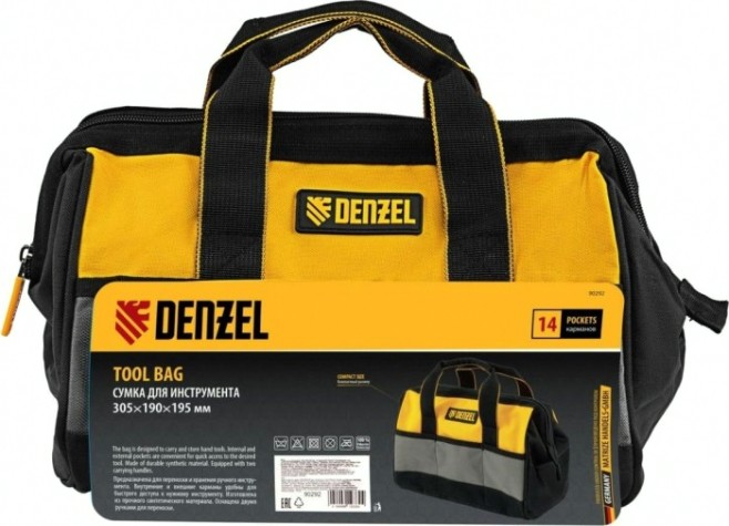 Сумка для инструмента Denzel 90 292 305х190х195 мм, 14 карманов [90292]