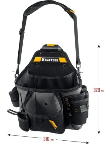 Сумка для инструмента KRAFTOOL KPB-20 поясная с быстрос. креплением FastClip, 320х310 мм [38767]