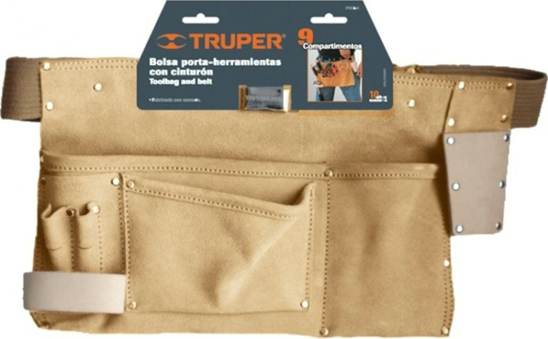 Сумка поясная для инструмента TRUPER POCA-9 из кожи, 9 отделений 11534 [11534]