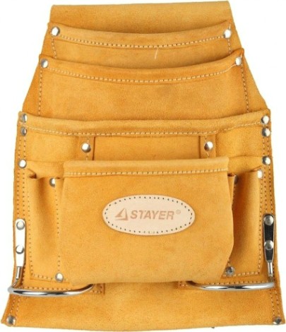 Сумка поясная для инструментов STAYER PROFESSIONAL кожаная, 10 карманов, 2 скоб 38517 [38517]