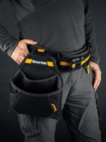 Сумка поясная KRAFTOOL KP-12 с креплением FastClip, 12 карманов, 260х340 мм [38774]