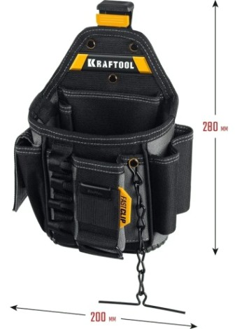 Сумка поясная KRAFTOOL KP-13E с креплением FastClip, 13 карманов, 280х200 мм [38772]