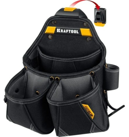 Сумка поясная KRAFTOOL KP-15 с креплением FastClip, 15 карманов, 350х320 мм [38771]