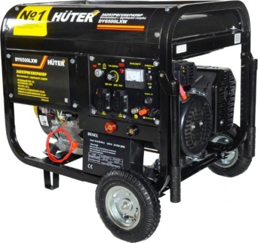 Сварочный генератор HUTER DY 6500 LXW с колесами [64/1/18]
