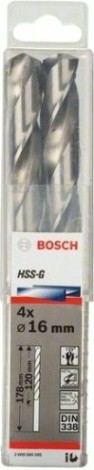 Сверла по металлу BOSCH HSG шлифованное 16.0 х 120/178 мм Ecoline (уп.4шт.) [2608585595]