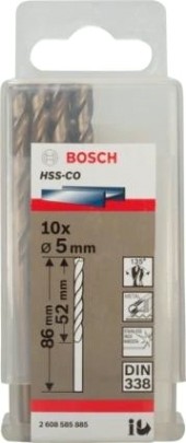 Сверла по металлу BOSCH HSS-CO кобальтовое 5.0 х 52/86 мм (уп.10шт) [2608585885]